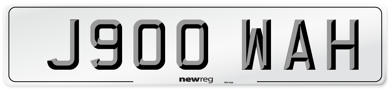 J900 WAH Number Plate from New Reg